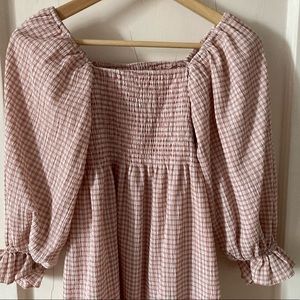 One Pretty Time (O.P.T.) gingham smock dress pink size XS NWT